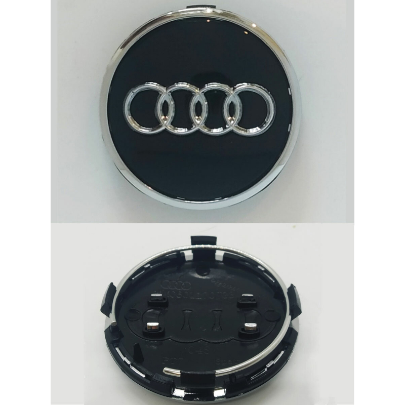 Заглушки на диски 61мм, 4 шт, черные, для Audi