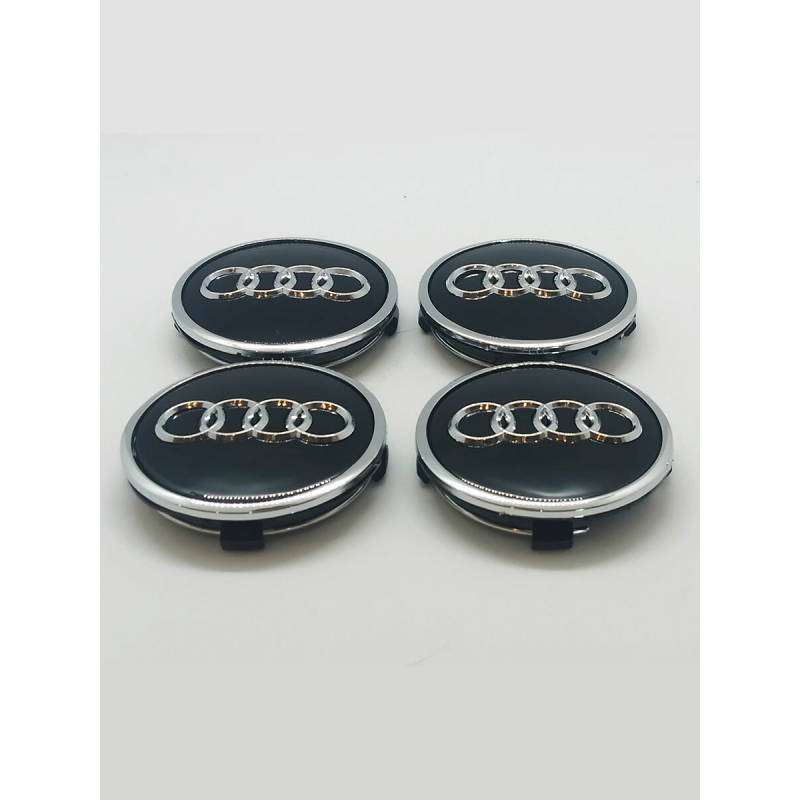 Заглушки на диски 61мм, 4 шт, черные, для Audi