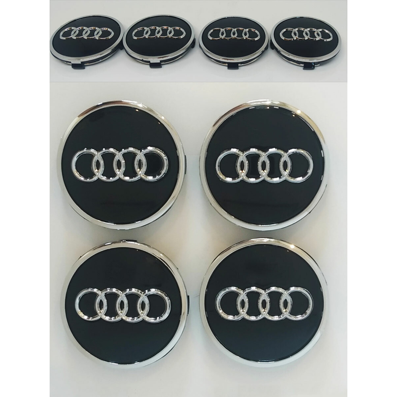 Заглушки на диски 61мм, 4 шт, черные, для Audi